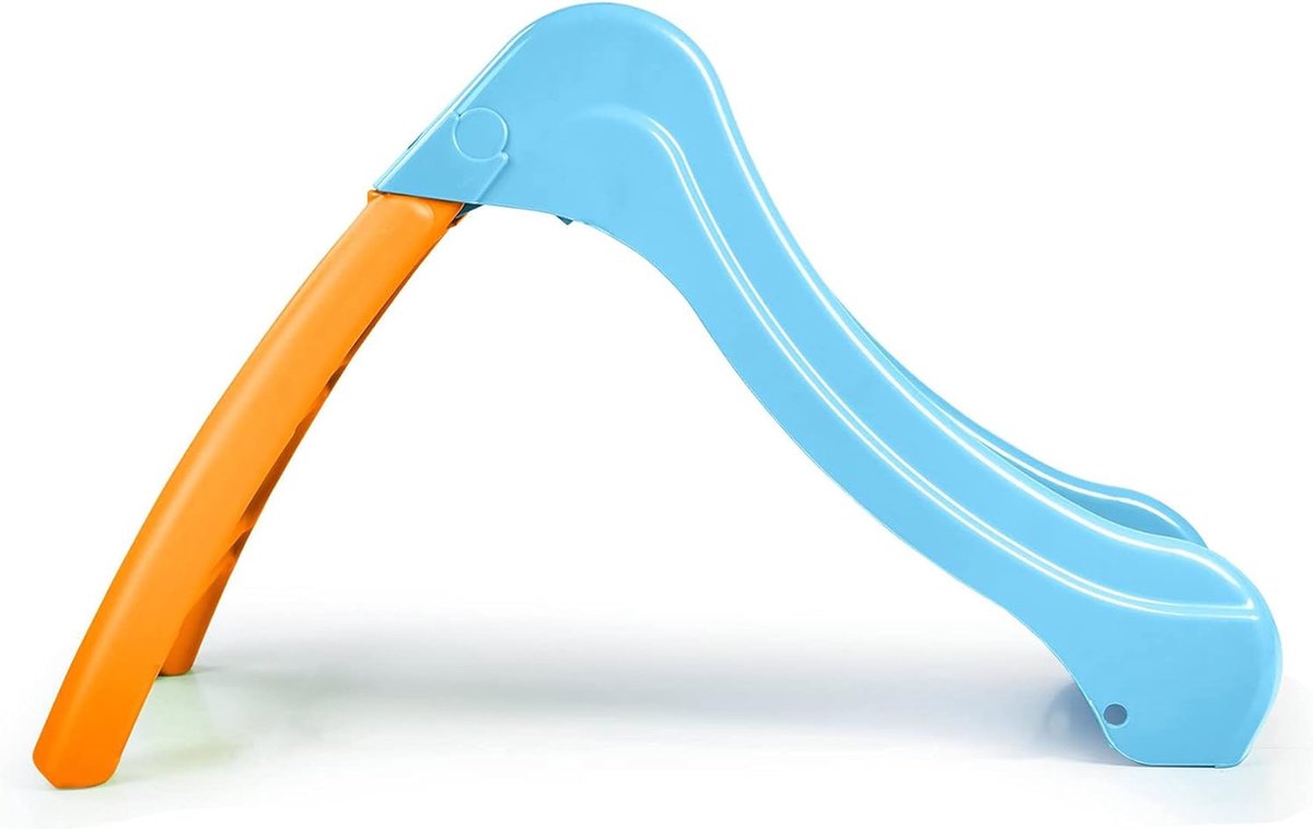 Bluey Opvouwbare glijbaan voor binnen en buiten, peuterglijbaan met ladder, eenvoudig vouwontwerp, duurzame plastic eerste glijbaan voor kinderen, 18 maanden, lichtgewicht tuinspeelapparatuur