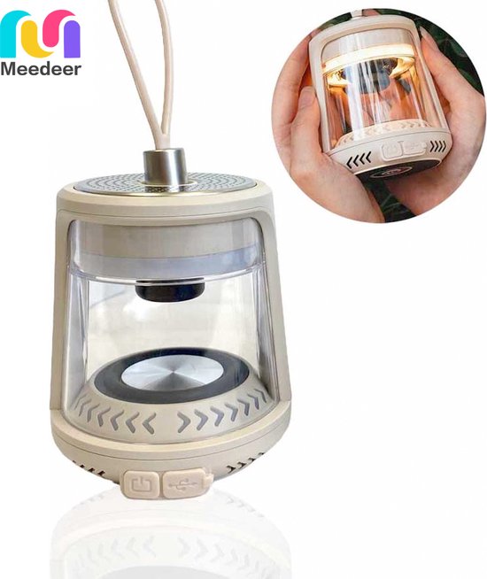 LED-kampeerlantaarn, Vintage Oplaadbare Lantaarn met 3 Verlichtingsmodi, USB C Retro Campinglamp met Haak, Draagbare Lantaarnlamp Hangend, Waterdichte LED-tentlamp Buiten (Beige