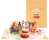 Loha-party®3D LED verjaardagskaart-met cijfer-pop-up verjaardagskaart met licht en muziek-uitblazen licht kaars en spelletjes-Happy Birthday song- wenskaart met envelop-gluid kaart-zing kaart- cadeaukaart