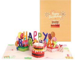 Loha-party®3D LED verjaardagskaart-met cijfer-pop-up verjaardagskaart met licht en muziek-uitblazen licht kaars en spelletjes-Happy Birthday song- wenskaart met envelop-gluid kaart-zing kaart- cadeaukaart