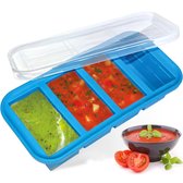 Goliving 4 in 1 Diepvriesbakjes - Vershoudbakjes - 10,8 x 5,5 x 6 cm Per Bakje - Meal Prep Bakjes - Siliconen Bewaarbakjes met Deksel - Vershouddoos Babyvoeding - Diepvries en Magnetron - Blauw