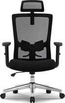 Ergonomische Bureaustoel - Bureaustoel - Bureaustoelen voor Volwassenen - met Verstelbare Hoofdsteun, Armleuningen en Lendensteun - 150 Kg - Zwart