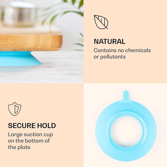 Serviesset voor baby's & kleine kinderen - kikker - kinderservies lepel bord schaal - duurzaam & ecologisch - babybord kinder serviesset ontbijtset zuignap voeren - Bambuswald©. van Bambuswald© — afbeelding 5