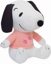 Snoopy met T-shirt (Roze) Pluche Knuffel 25 cm {Speelgoed knuffelpop knuffeldier voor kinderen jongens meisjes | Wit Hondje, White Dog Plush Toy | Snoopy Belle}