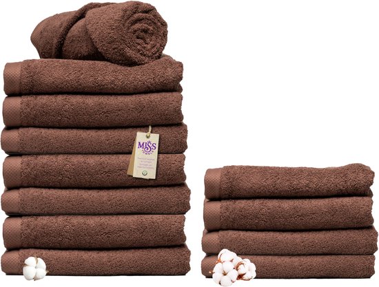 Miss Towels - Hotelhanddoek - Chocolade - 70x140 - 8+4 Bundel