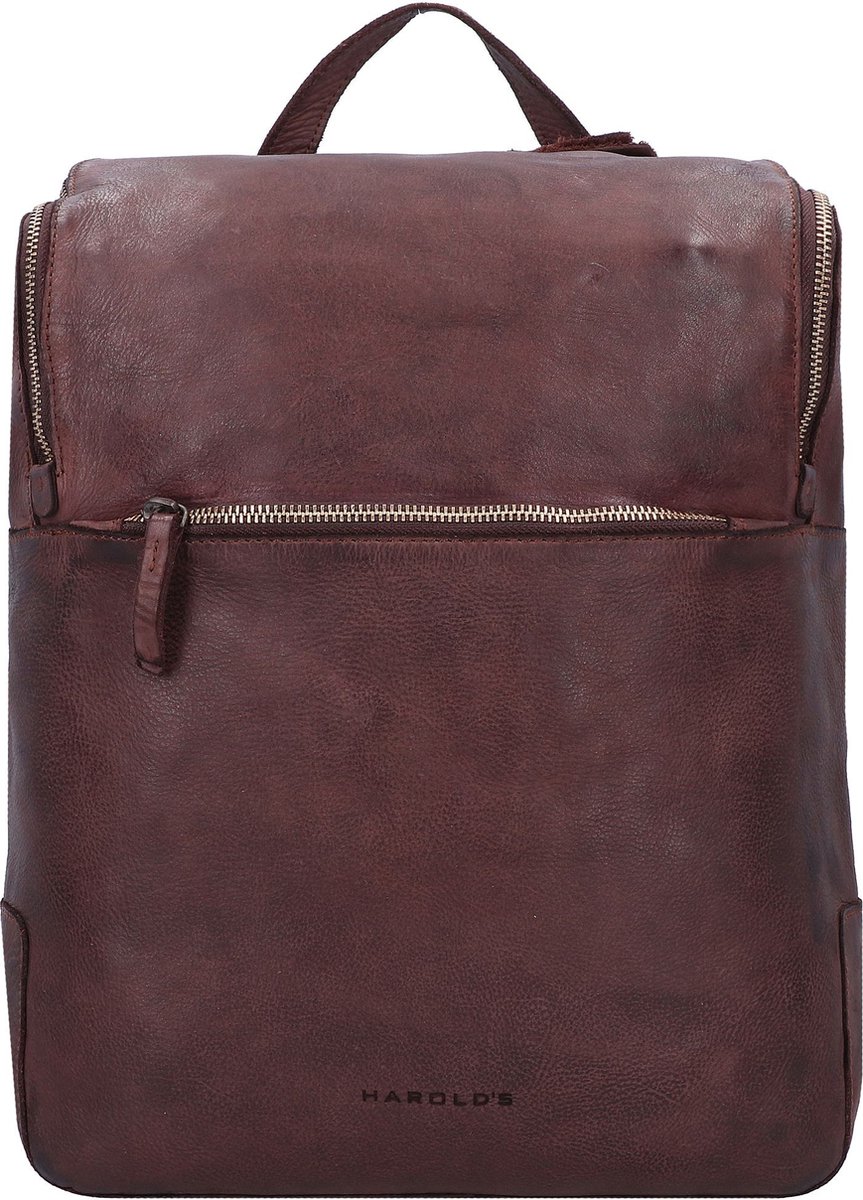 HAROLD'S Leren Laptop rugzak Rugzak met laptopvak Submarine Notebook Backpack Brown Donkerbruin