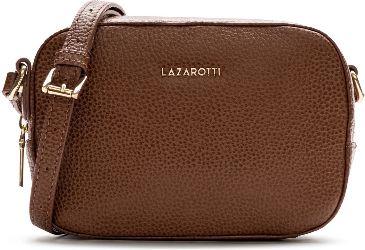 Lazarotti Leren Schoudertas Bologna Leather Shoulder Bag Brown Bruine