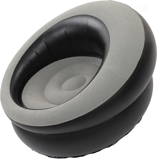 Outsunny Opblaasbare bank, opblaasbare bank met zachte pluche luchtbank voor 2 personen, voor binnen en buiten, lichtgrijs, 125 x 100 x 87 cm