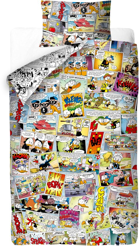 Disney Donald Duck - Dekbedovertrek Strip Retro - 140x200 cm - 100% katoen