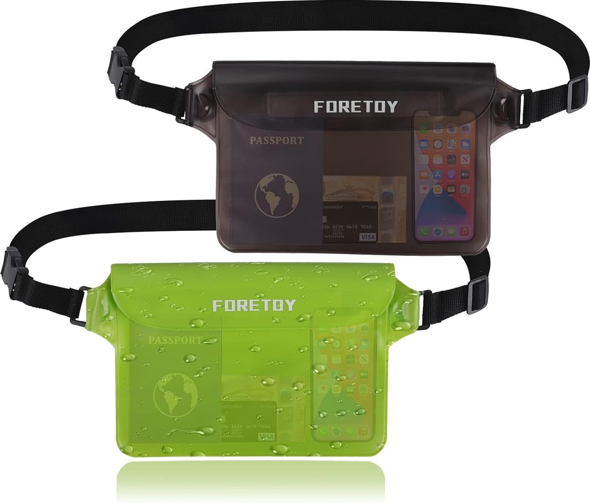 Waterdichte tas, waterdichte tas met verstelbare heupriem, waterdichte heuptas, waterdichte telefoonhoes IP68, geschikt voor fotograferen, watersport, strand, zwemmen, boot, rijden enz, waterdichte tas
