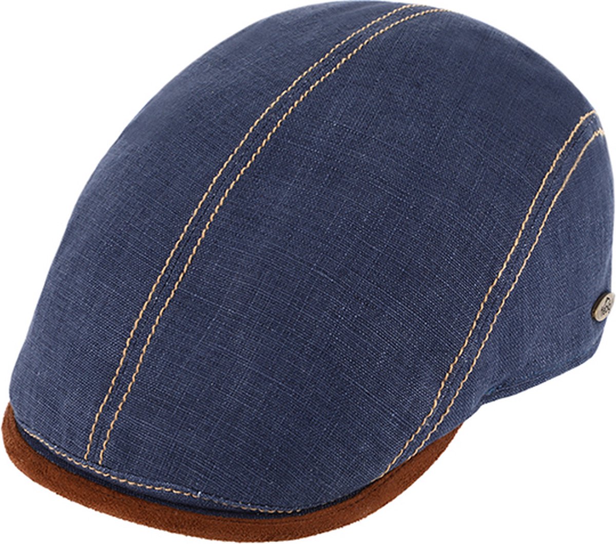Flatcap linnen met contrasterende stiksels UV-bescherming 54cm