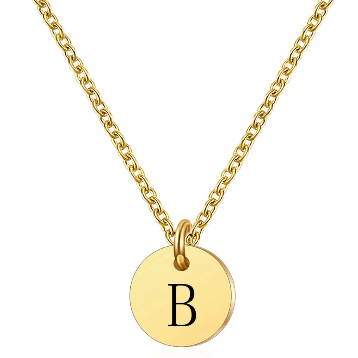 Marama - ketting letter B - RVS-Gold Plated - dames - cadeau - goud - ronde hanger - collier - luxe geschenkverpakking