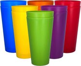 32oz Grote Plastic Tumblers-Grote Drinkglazen-Feestbekers-Iced Tea Bril Onbreekbaar Vaatwasmachinebestendig BPA vrij Set van 12 in 6 verschillende kleuren