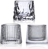 Platte Bodem Crystal Whiskey Bril - Premium 5oz Scotch Bril Tumbler voor Bourbon - Set van 3