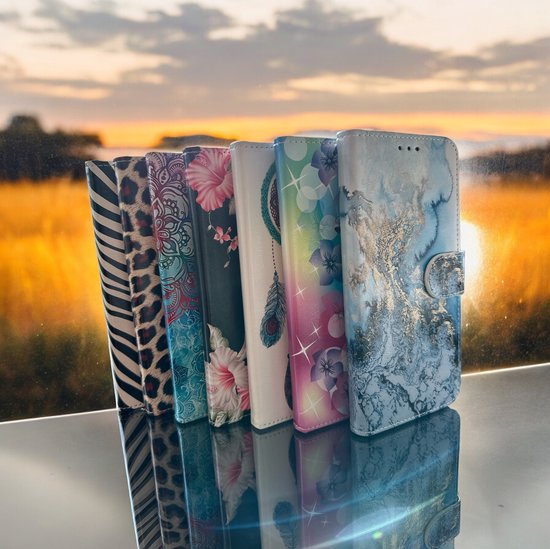 Elite Bookcase Convient pour : coque Oppo A98 - Porte-cartes - Portefeuille - Simili cuir - Dream Catcher Print