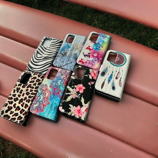 Elite Bookcase Convient pour : coque Oppo A98 - Porte-cartes - Portefeuille - Simili cuir - Dream Catcher Print