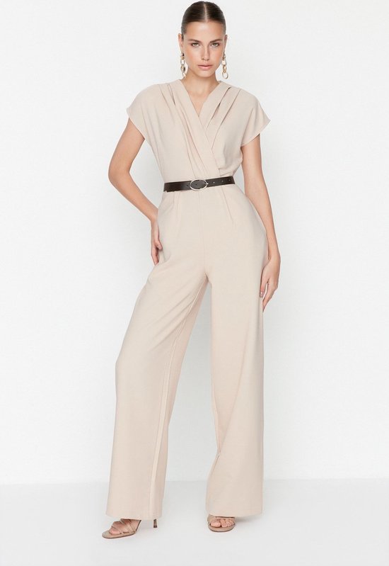 Trendyol Bordeauxrode Geweven Jumpsuit Met Dubbele Rij Knopen En Wijde Pijpen Twoss21Tu0004