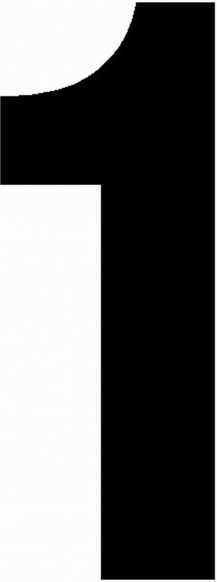 Cijfersticker - zwart  - 10 x 5 cm  -  Kliko - brievenbus - deuren - containers  - voorraadbakken  - ramen -  nummer 1