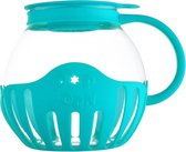 PopMaster® Magnetron Popcorn Maker 2.5L - Glas Popper met Siliconen Deksel - Veilig en Eenvoudig Popcorn Maken - Variant: Blauw