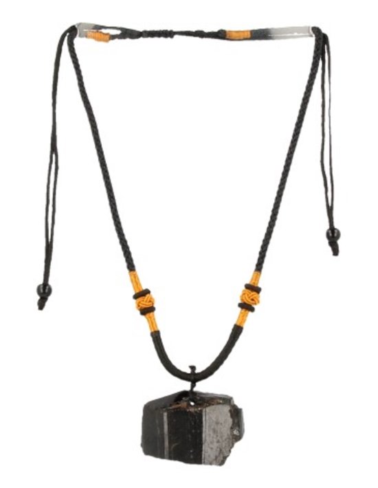 Collier noué tourmaline noire homme brut bol