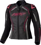 RST S1 Ce Ladies Leather Jacket Black Pink Grey 10 - Maat - Jas