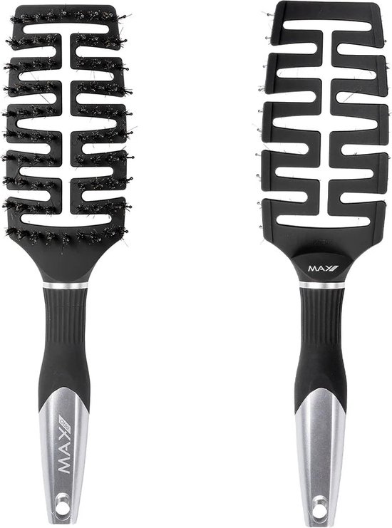 Foto: Max pro silver detangler brush professionele ontklit haarborstel voor alle haartypen zorgt voor glanzend resultaat