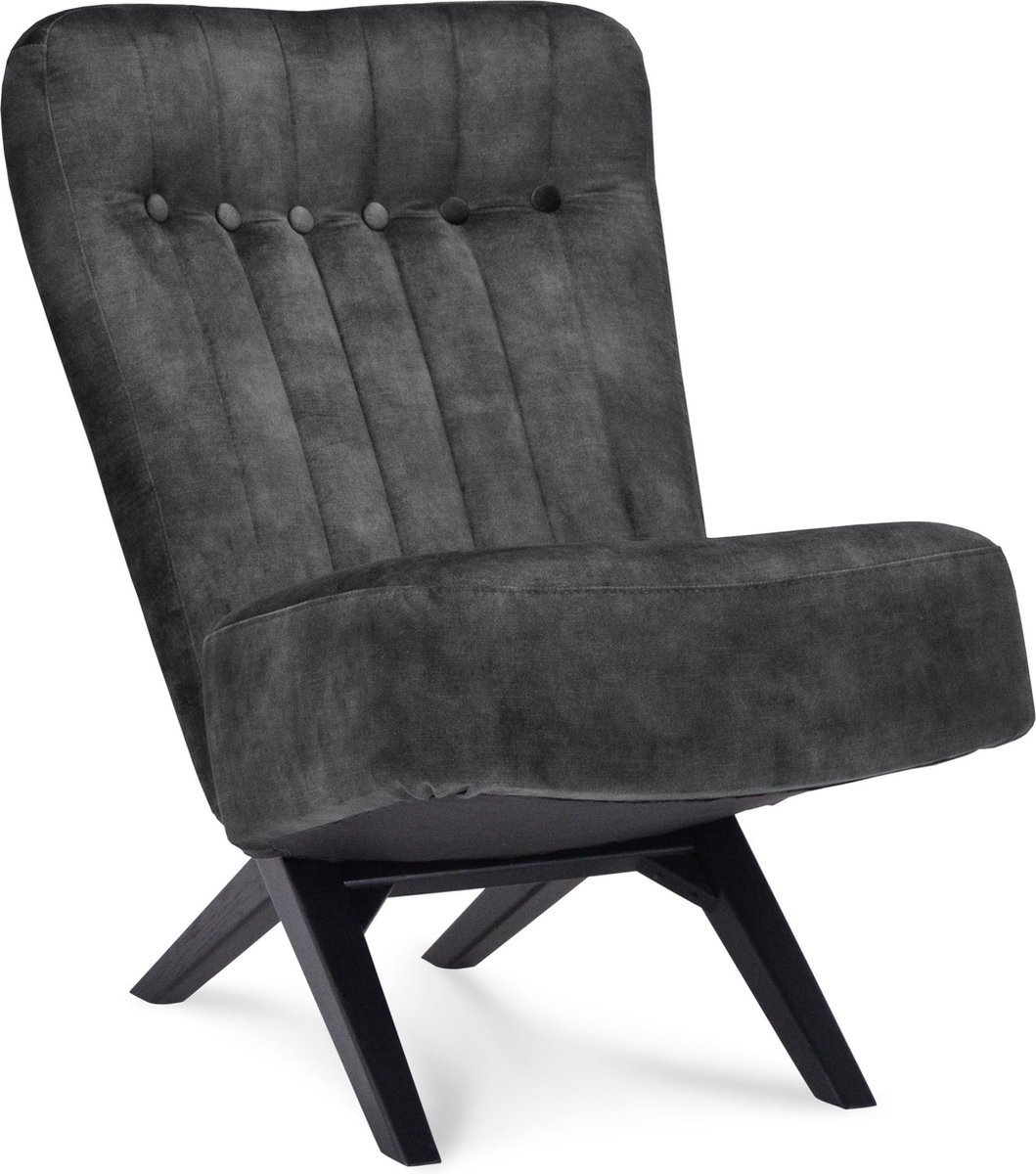 Icon Living - Fauteuil Dean - Velours Adore Forest - Poot Zwart