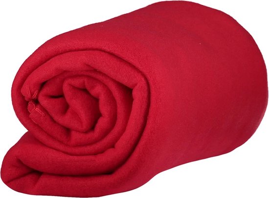 Polydown Fleece deken - Plaid - Hoge kwaliteit Woon - Lekker zacht - Fleecedeken - Polar Fleece - Kleur: Rood - Afmeting: 100 x 140 cm