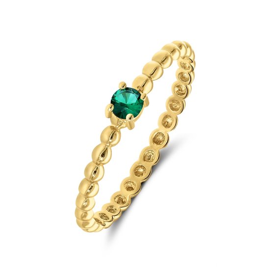 Lucardi Dames 9 karaat geelgouden ring met groene zirkonia - Ring - 9 Karaat - Goud - 16,5 / 52 mm
