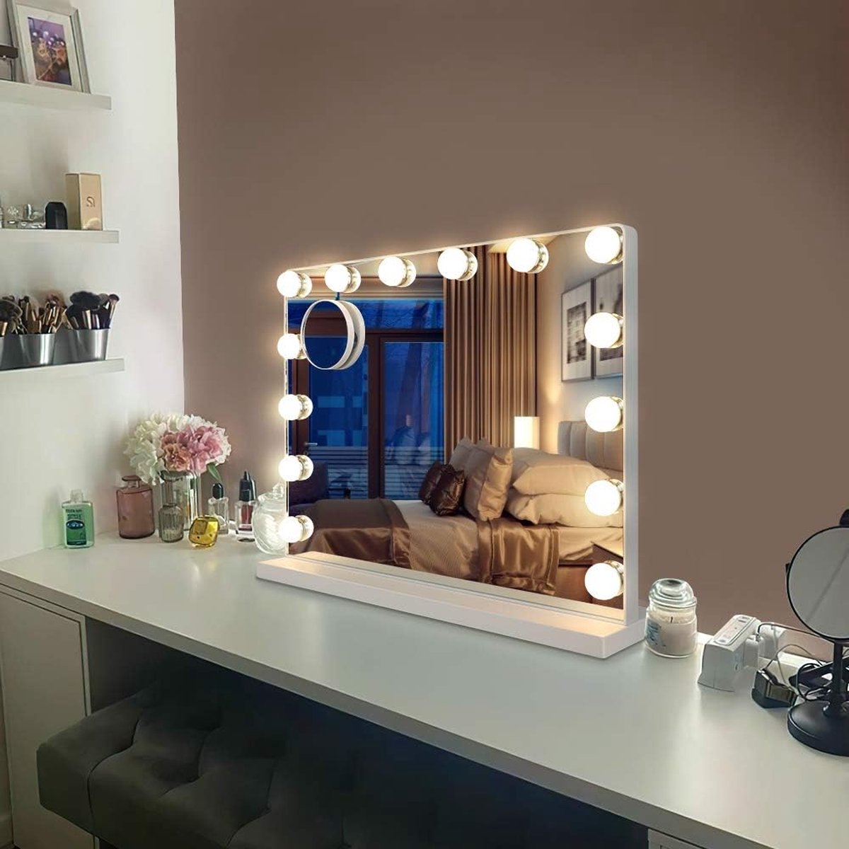 Miroir Maquillage Lumineux, Miroir LED, Miroir Hollywood, 60x50cm,14 ampoules LED réglables,Miroir Coiffeuse éclairé avec Lumineux 3 Couleurs,Contrôle Tactile, Miroir de table Miroir mural Miroir Maquillage Lumineux, Miroir LED, Miroir Hollywood, 60x50cm,14 ampoules LED réglables,Miroir Coiffeuse éclairé avec Lumineux 3 Couleurs,Contrôle Tactile, Miroir de table Miroir mural