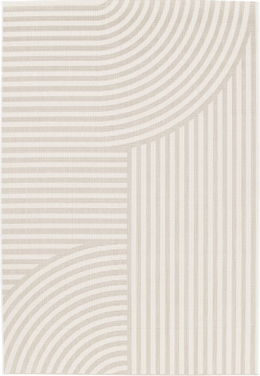 sweeek - Vloerkleed voor binnen en buiten, beige boogpatroon, 100% gerecycled polyester - bellamy