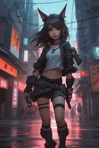 Fille de renard Poster | Tireur Poster | Affiche fantastique | Anime Poster | Plein d'action Poster | 51x71cm | MT | Décoration murale | Affiche murale | Convient pour l'encadrement