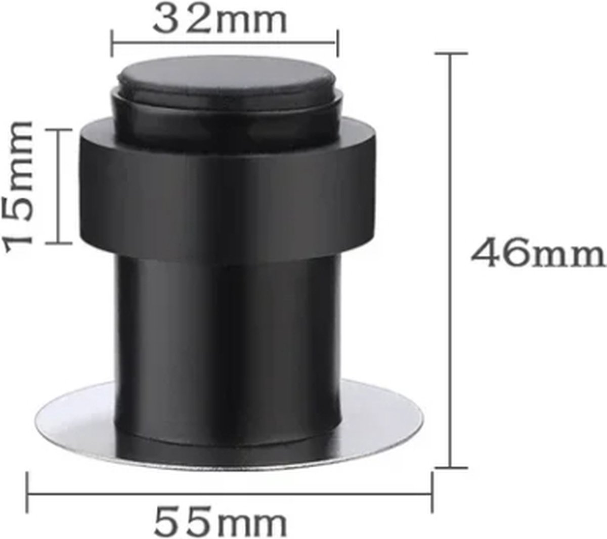Deurstopper -Zwart - RVS - Rubber - Vloerdeurstop - Deurvastzetter - Deuropenhouder