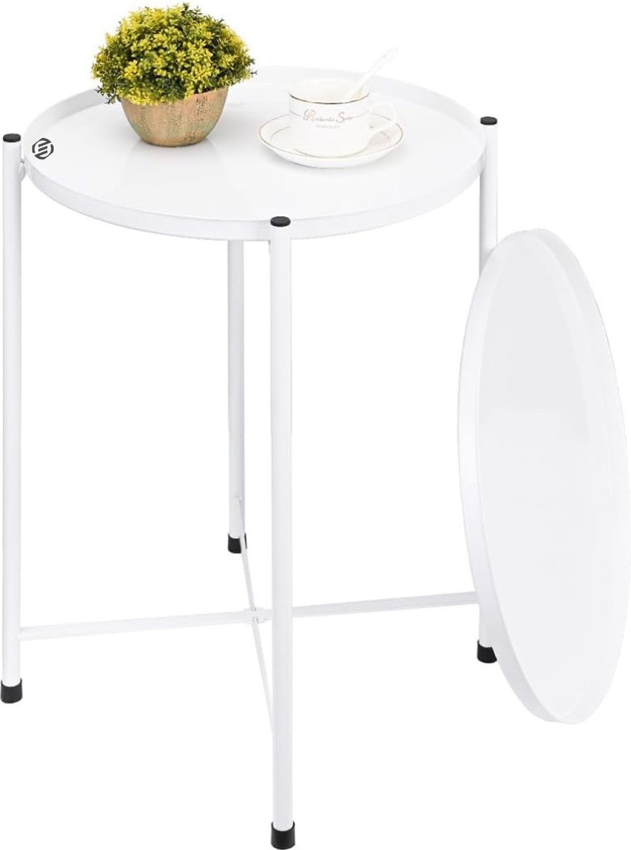 Equivera Bijzettafel Buiten - Bijzettafel Tuin - Salontafel Buiten - Salontafel Tuin - Koffietafel Buiten - Voor Binnen en Buiten - Must Have Voor Jouw Tuin! Wit