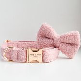 POSHPUP halsband hond - Honden halsband met strikje - Geschikt voor puppy's en grote honden - Teddy Roze