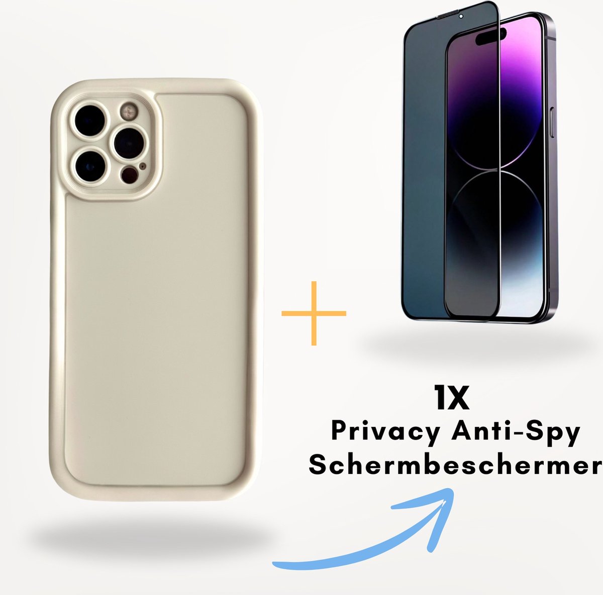 Optimity hoesje voor iPhone 12 PRO Max Wit Siliconen Volledige Beschermende Achterkant + Gehard Glas Schermbeschermer