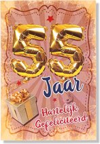 Hoera 55 Jaar! Luxe verjaardagskaart - 12x17cm - Gevouwen Wenskaart inclusief envelop - Leeftijdkaart