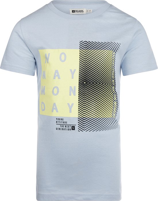 No Way Monday T-shirt blue yellow pastel maat 164