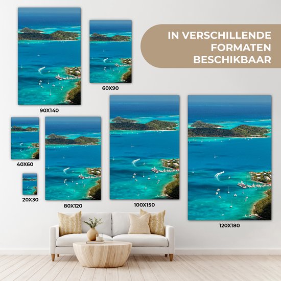 Caribbean Harbor Canvas 120x180 cm - Tirage photo sur toile (Décoration murale salon / chambre) XXL / Grand format!