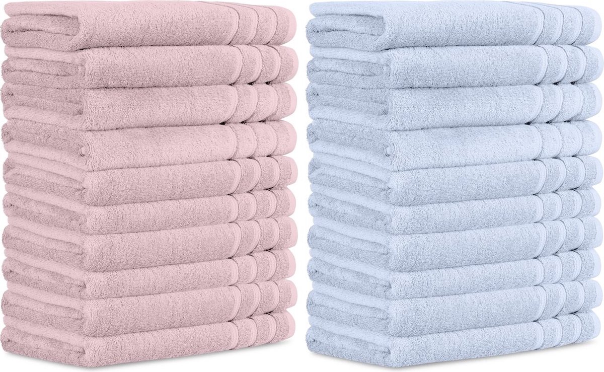 Intimo 20 pack Handdoek - Handdoek - 50 x 100 - Roze + Blauw