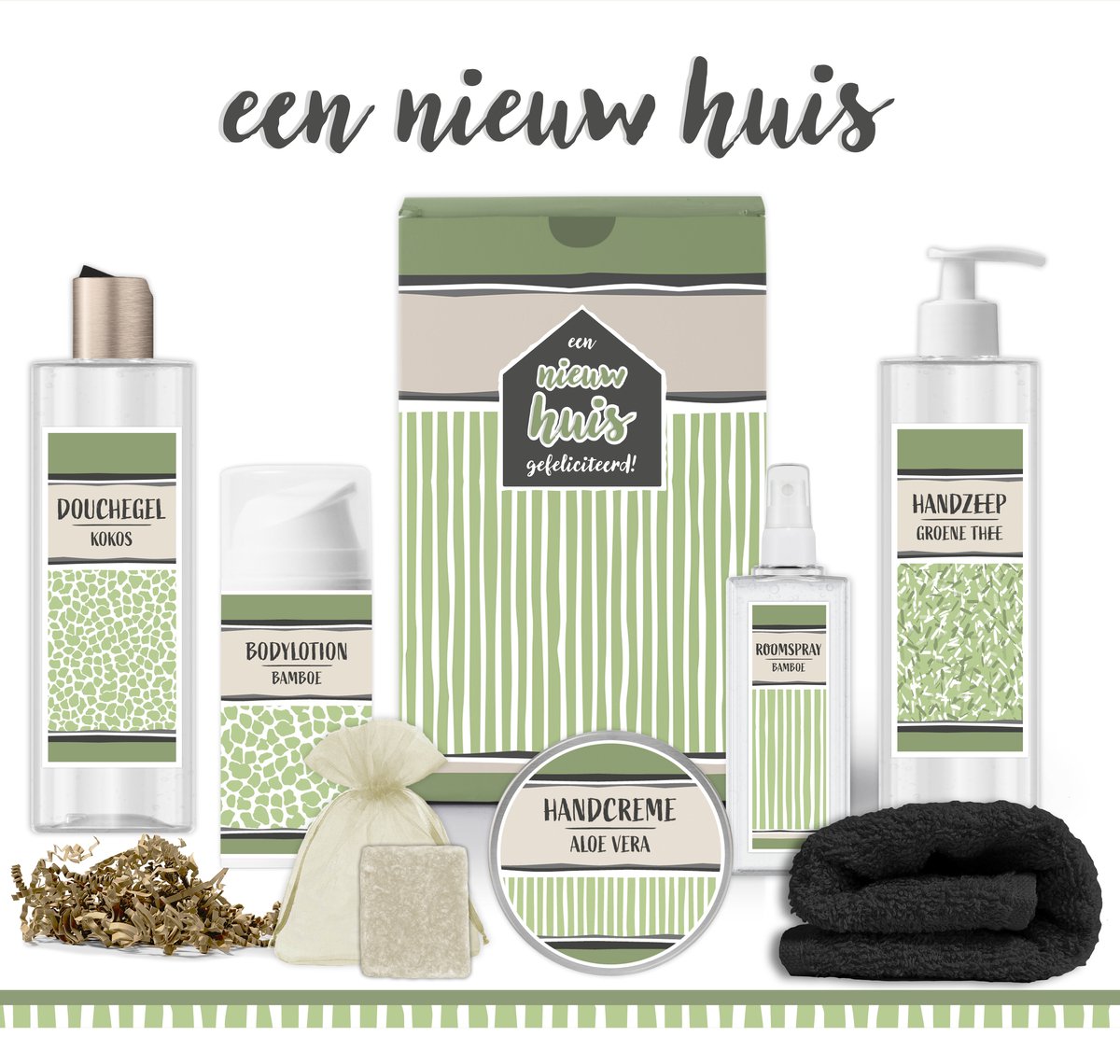 Goedkoopste Geschenkset Een nieuw huis - 7 Producten - 810 Gram | Luxe cadeaubox - Nieuwe woning - Wellness Giftset Deluxe - Housewarming Cadeau - Verhuisd - Cadeau Pakket - Hem& Haar Giftset Badkamer - Samenwonen - Verhuizing - Getrouwd - Man - Vrouw - Groen