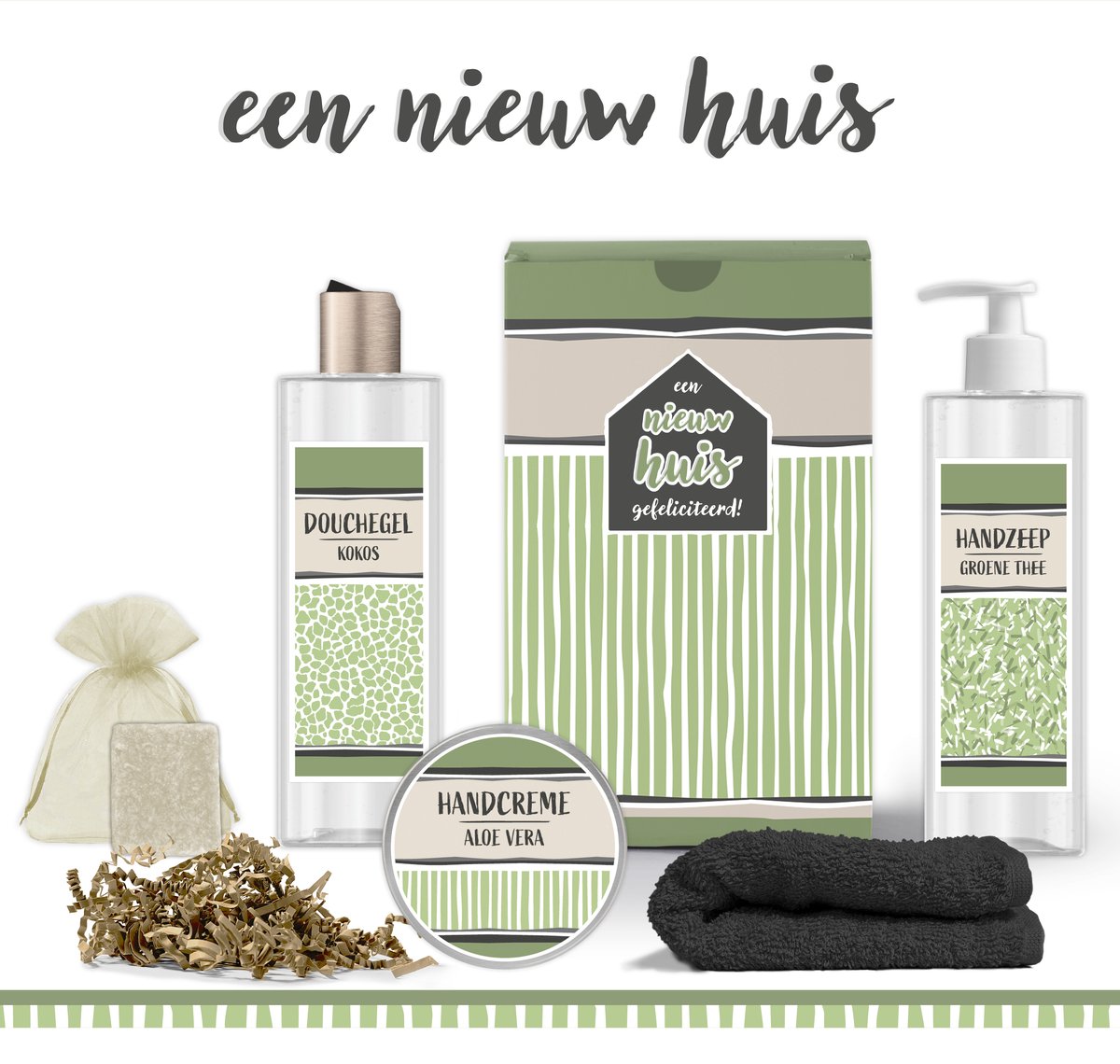 Goedkoopste Geschenkset Een nieuw huis - 5 Producten - 610 Gram | Luxe cadeaubox - Nieuwe woning - Wellness Cadeau - Gift set Deluxe - Verhuisd - Pakket Man&Vrouw - Housewarming - Giftset Badkamer - Samenwonen - Verhuizing - Getrouwd - Hem&Haar - Groen Zwart