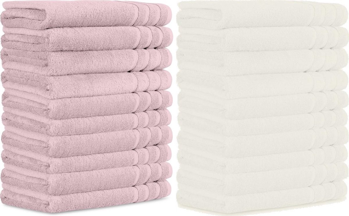 Intimo 20 pack Handdoek - Handdoek - 50 x 100 - Roze + Creme