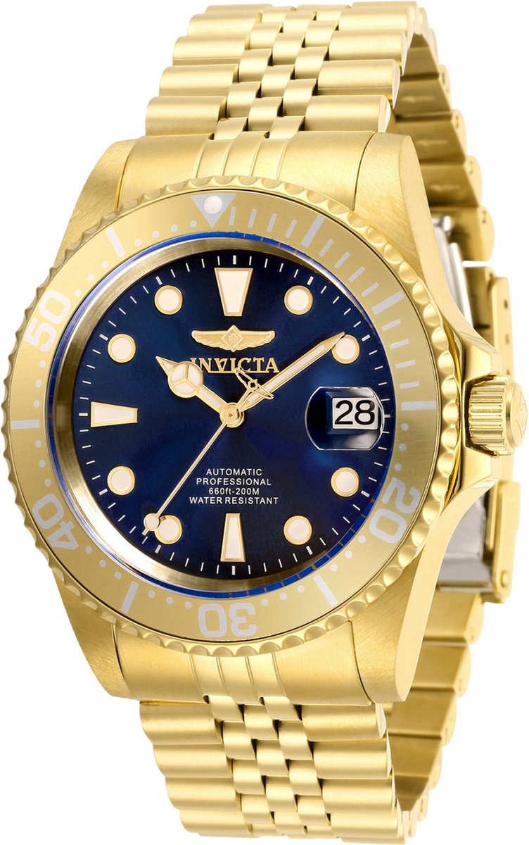Invicta Pro Diver 30097 Heren Horloge - Waterdicht - Analoog - Automatisch Uurwerk - Roestvrij Staal met blauwe Wijzerplaat - 42mm
