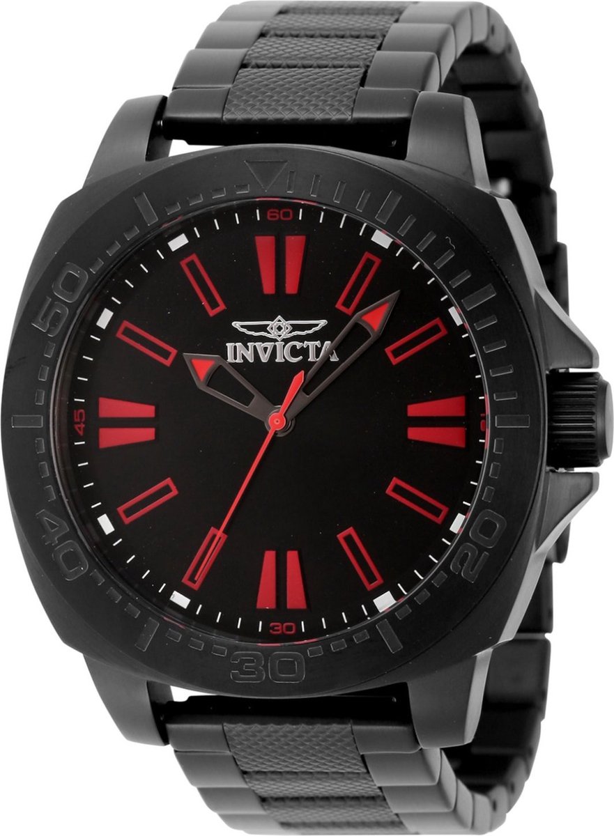 Invicta Speedway 46315 Heren Horloge - Waterdicht - Analoog - Quartz Uurwerk - Roestvrij Staal met zwarte Wijzerplaat - 46mm