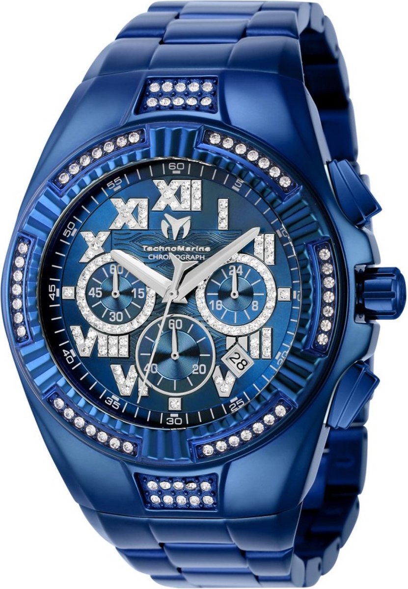 TechnoMarine Cruise TM-121234 Heren Horloge - Waterdicht - Analoog - Quartz Uurwerk - Roestvrij Staal met blauwe Wijzerplaat