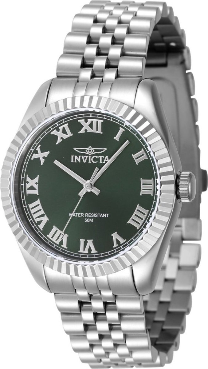 Invicta Specialty 47410 Dames Horloge - Waterdicht - Analoog - Quartz Uurwerk - Roestvrij Staal met groene Wijzerplaat - 36mm