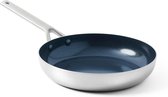 24 cm Triple Steel Keramische Anti-aanbak Koekenpan - PFAS-vrij, RVS, Inductie - Vaatwasserbestendig & Ovenbestendig