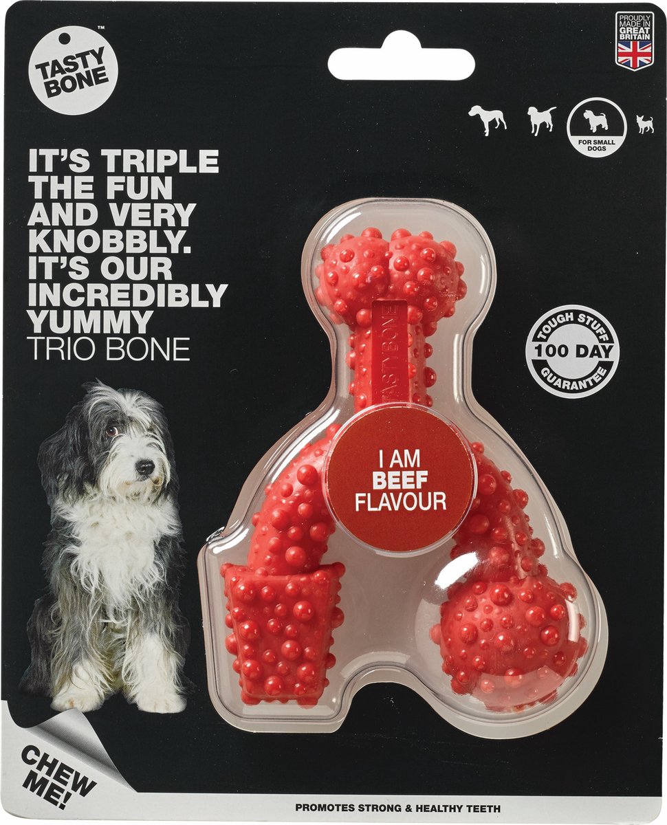 TastyBone - Small - Trio Bone beef - Hond - Kauwspeelgoed - Vegan - Kluif - Nylabone