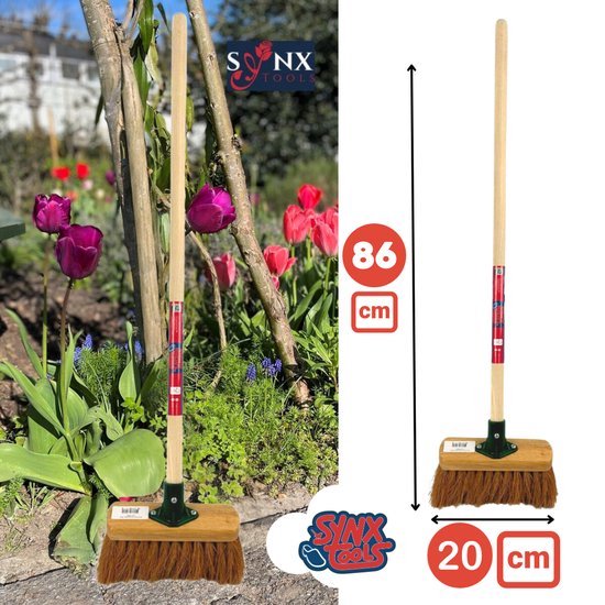 Synx Tools Kinderbezem Cocos set van 2 - Bezems - Buitenspeelgoed / Speelgoed incl. Steel 57cm - tuinierspeelgoed - Schepjes - Kinderen - Totale lengte 86 cm van Synx Tools — afbeelding 4